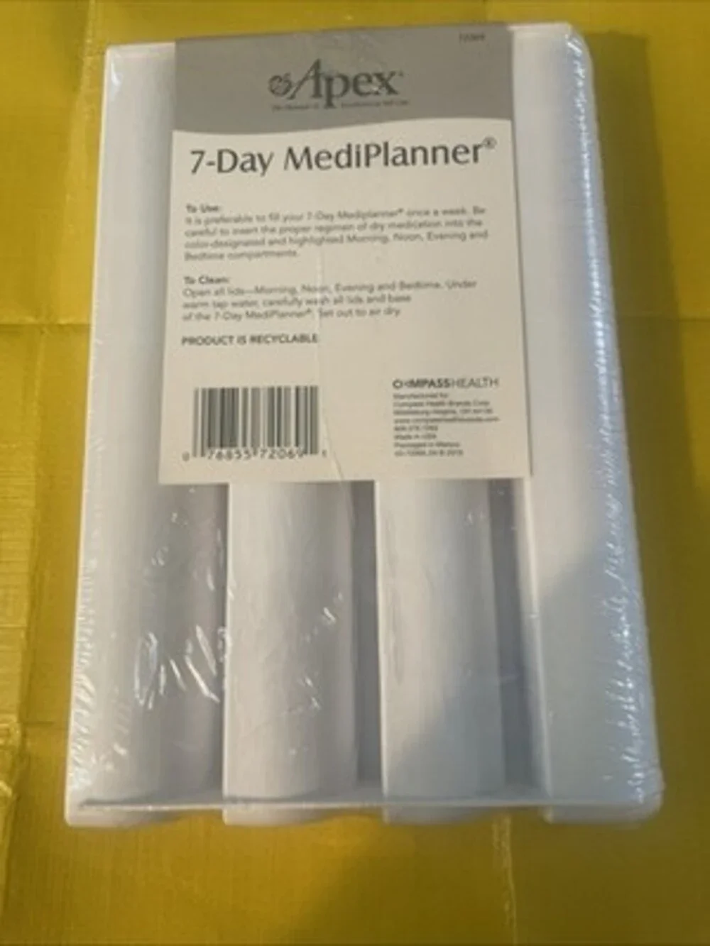 Apex 7-Day MediPlanner Pill Box 4 Times per Day Contour Design NEW Organization
